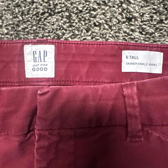 GAP Women's‎ Size 6 Tall Skinny Ankle Red Khaki Stretch Midrise 30x30 - Picture 2 of 6